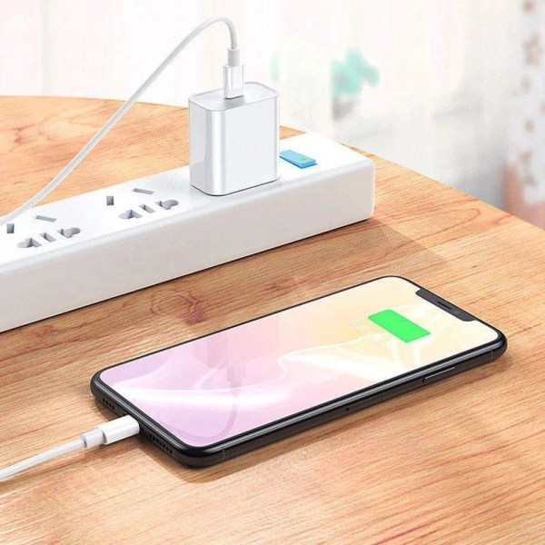 1M iPhone 20W USB C hurtigoplader OG USB-C til Lightning-kabel White