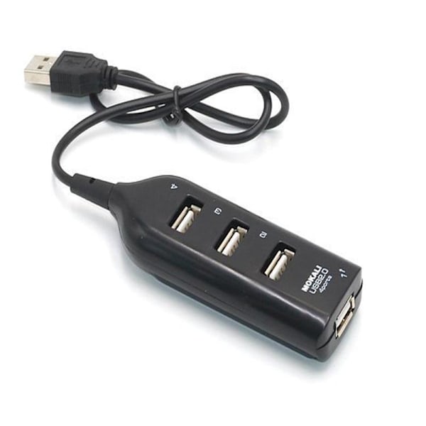 4 Porte USB 2.0 Hub Sort Black