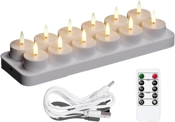 Uppladdningsbara värmeljus, 12-Pack
