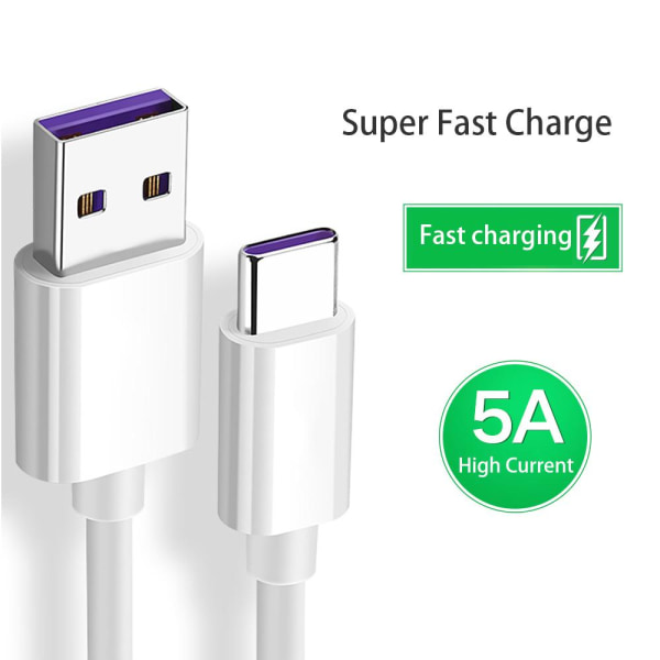 5A Fast Charge Cable USB-C Type-C Kabel Vit