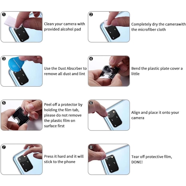 3-PACK Samsung Galaxy S20 Plus Bak kamera Skärmskydd Transparent