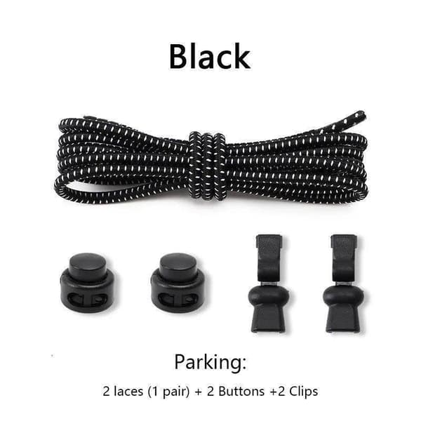 2-Par Elastiska skosnören med dragsko - Flexibel - Justerbar White