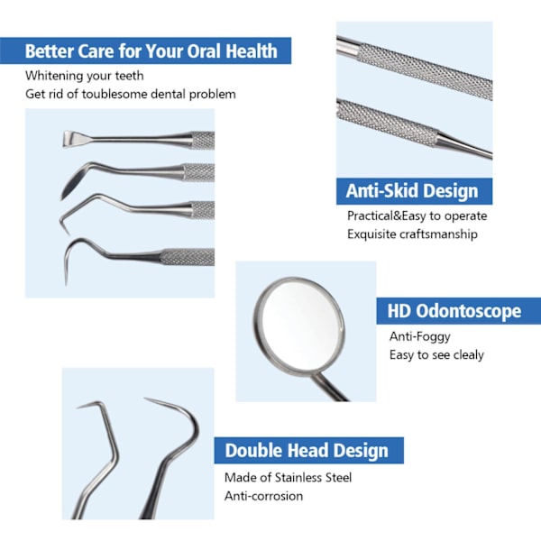 Tandvård och Munhygien Verktyg- 4 Delar rostfritt stål Silver Silver