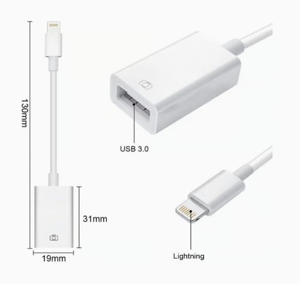 Lightning-til-USB-adapter – Kompatibel med iPhone/iPad – OTG