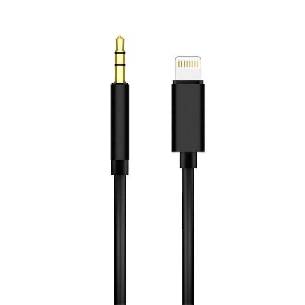 Lightning - 3,5 mm AUX Audio Car Music -kaapeli iPhonelle Black