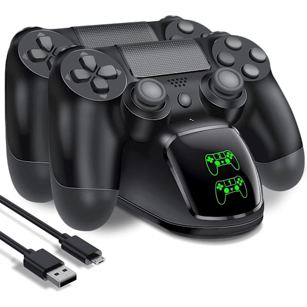 Dubbelladdningsstation för två PS4/PS4 Slim/PS4 Pro-handkontroller