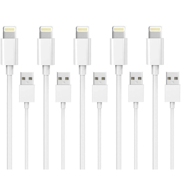 5-Pack 1M Lightning laddare iPhone 13/12/11/ Xs/Max/X/8/7/6/5/SE White