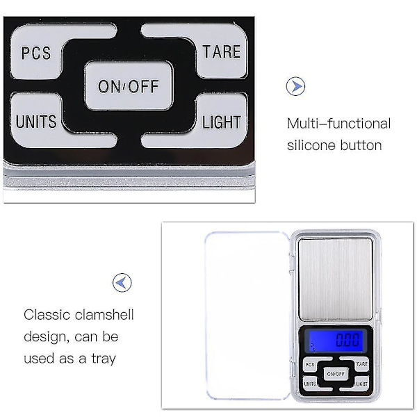 1. taskuvaaka, taskumuotoinen digitaalinen vaaka, koruvaaka 0,01-200 g 1 Pcs