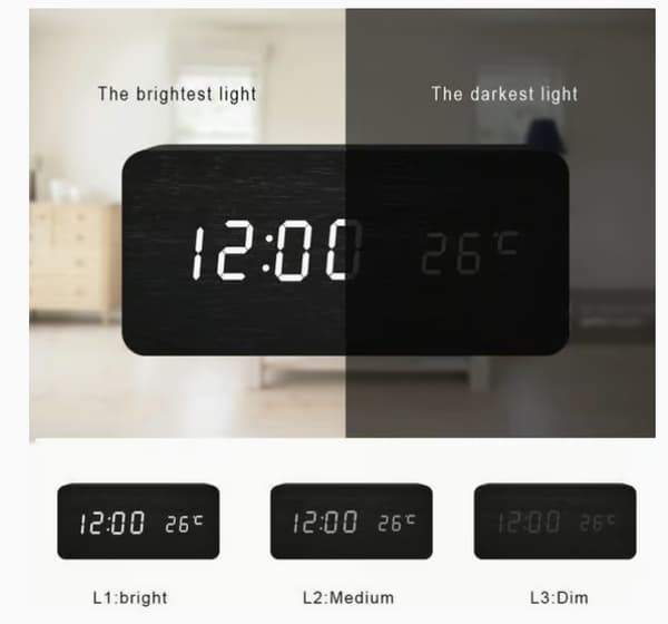 Digital LED-väckarklocka – svart
