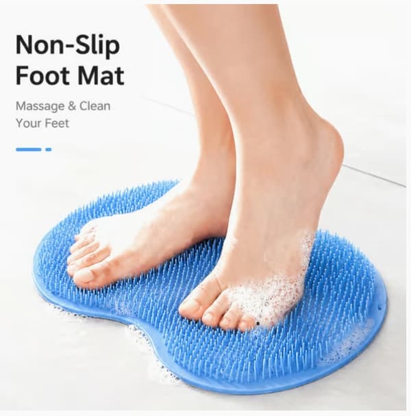 Fotskrubbmatta med halkfria sugkoppar – blå