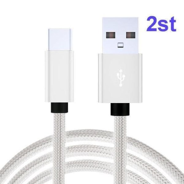 2-PACK Snabbladdning 2M USB-C kabel /laddare / laddsladd Svart