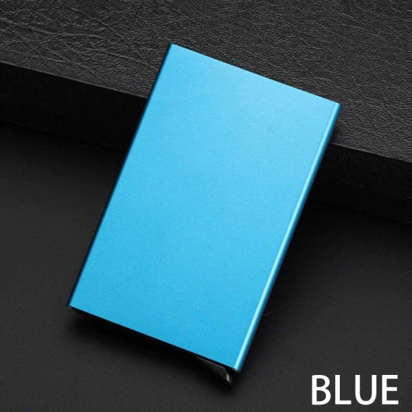 Korthållare med RFID skydd Aluminiumfacken 6 Färger Blå