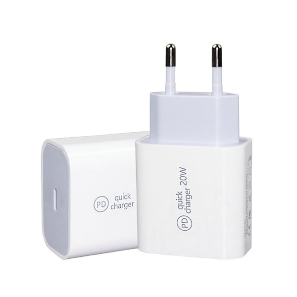 Snabbladdare för iPhone  11/12/13 USB-C PD 20W Vit