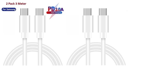 USB-C till USB-C laddningskabel, 1 Meter White