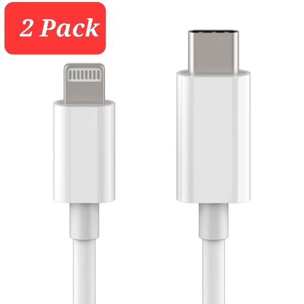 2-pakkaus USB-C-Lightning-kaapelilla iPhonen pikalaturi 2 metriä White