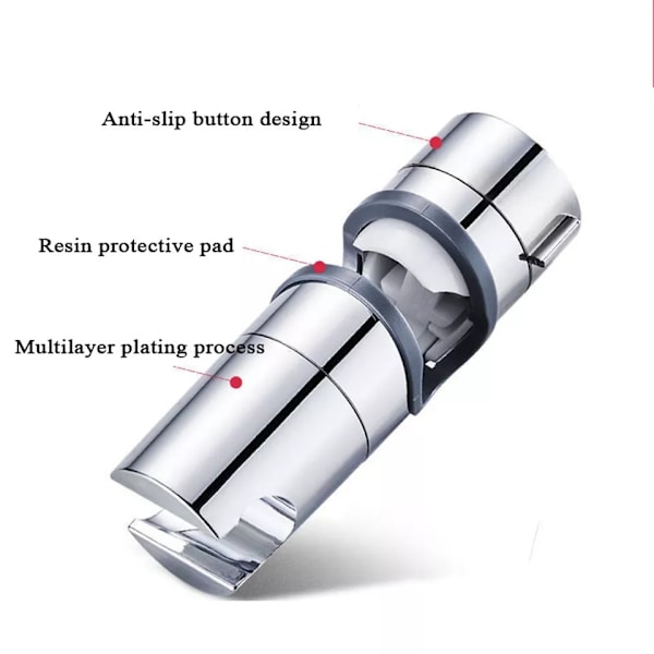 Handduschhållare för duschstång, passar diameter 18–25 mm, silverfärgad ABS Silver