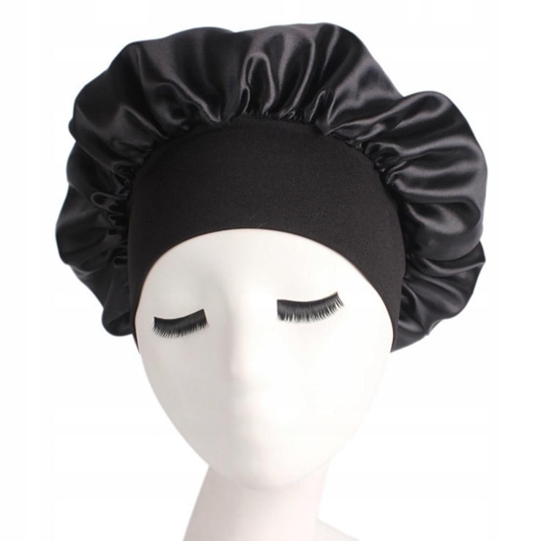 Sovehætte lavet af blød silke Black 1 Pcs Black