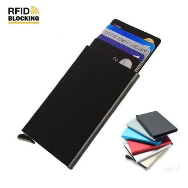 RFID-esto ponnahdusikkunoiden korttikotelo - sininen Blue