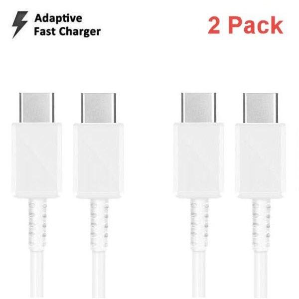 2 pakke 1m til Samsung S23/S22/S21/S20 USB-C til USB-C-kabel White