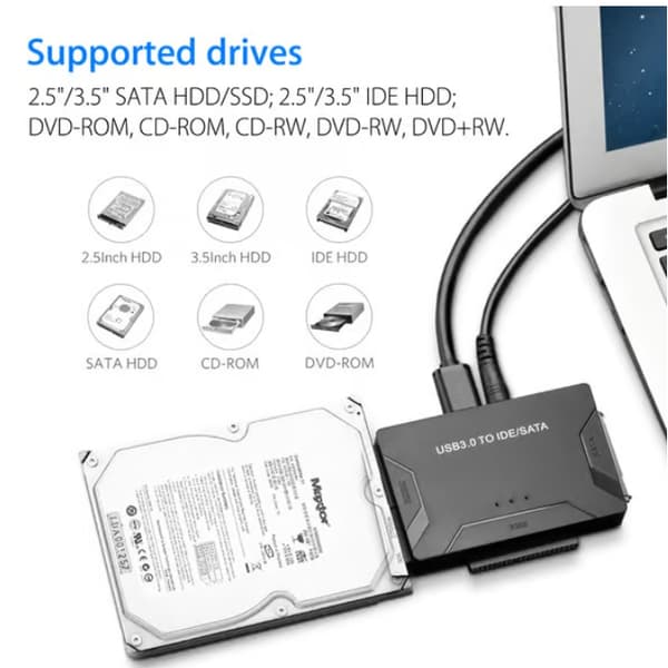 USB IDE-adapter – USB 3.0 till SATA/IDE för hårddisk – Kombinationsadapter