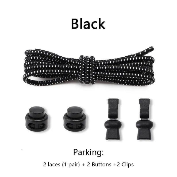 1-par elastiske snørebånd med snøre - Fleksibel - Justerbar Black