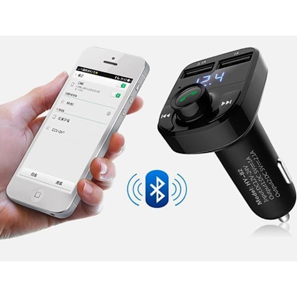 FM-sender X88A med bluetooth og håndfri Sort Black 1 Pcs