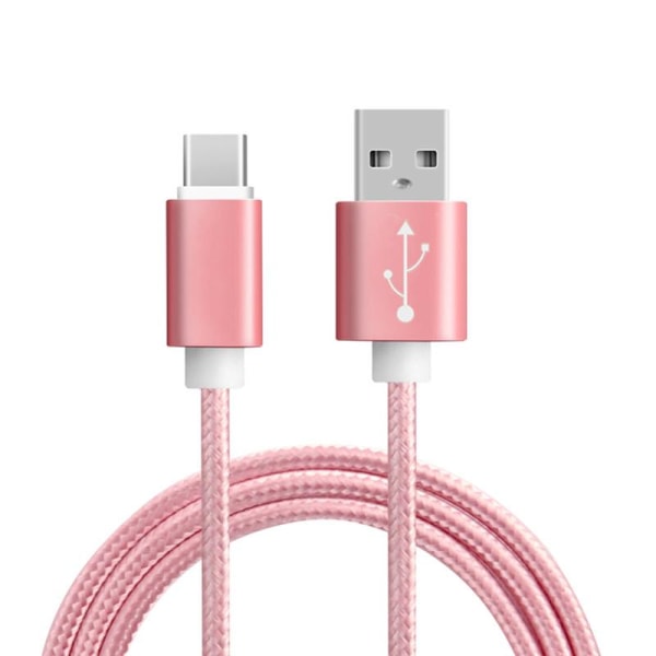 2m snabbladdning Quick charge USB-C braided laddare Type-C Svart