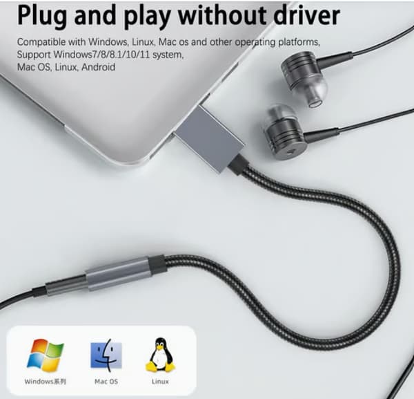 USB till 3,5 mm (hona) ljudadapter