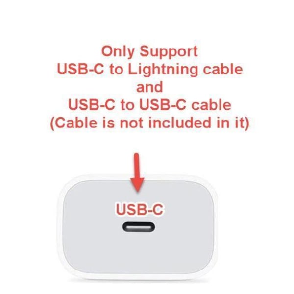 iPhone 20W USB-C snabbladdare OCH 2 Meter USB-C Lightning kabel Vit