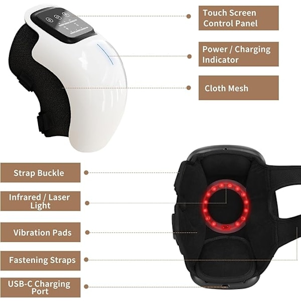 Trådlös Knämassager med Infraröd Värme Lindra smärt