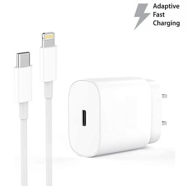 1M iPhone 20W USB C snabbladdare OCH USB-C till Lightning kabel White