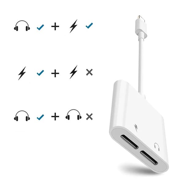 2-Pack Dual Port Lightning Adapter Splitter iPhone 7/8/X/XS/XR Vit