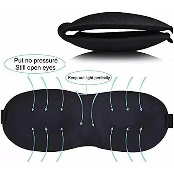3-pack 3D Sovmask / Ögonbindel – Svart