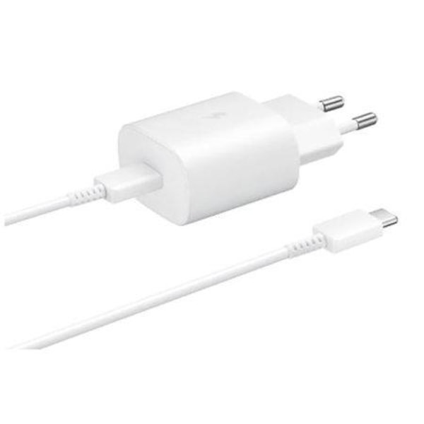 Snabbladdare 25W USB-C Väggladdare Strömadapter + 2M USB-C Kabel Vit
