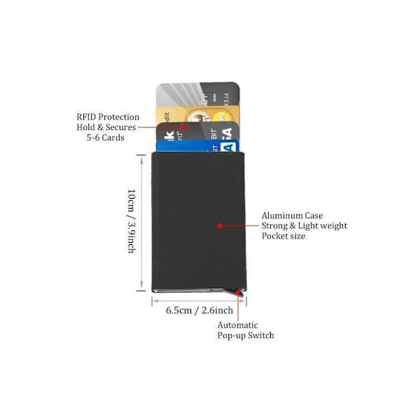 RFID Blocking Pop-up Korthållare - Svart Black
