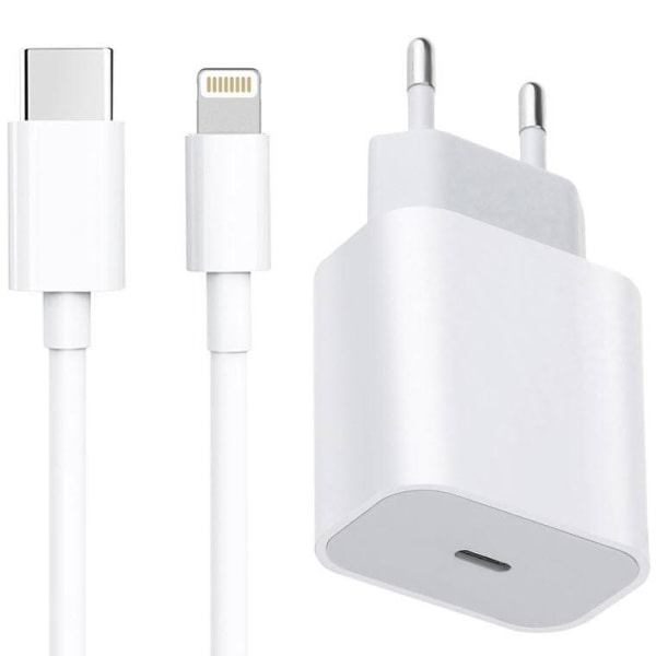 1m lång Kabel + iPhone laddare Apple 11/12/13 USB-C Vit