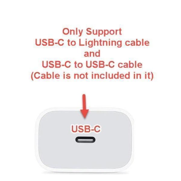 iPhone laddare för Apple 11/12/13 USB-C strömadapter 20W PD Vit