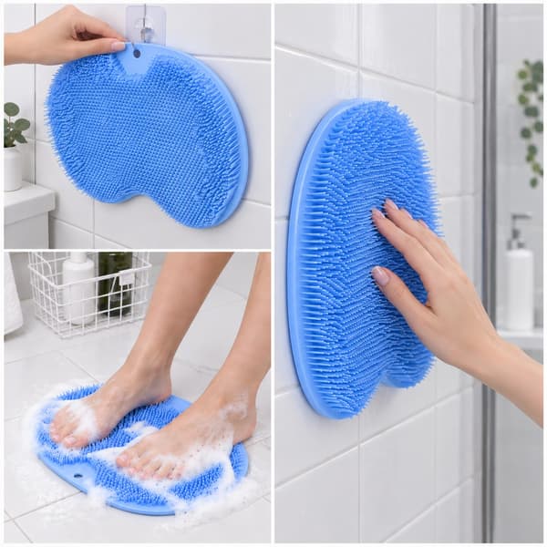 Fotskrubbmatta med halkfria sugkoppar – blå