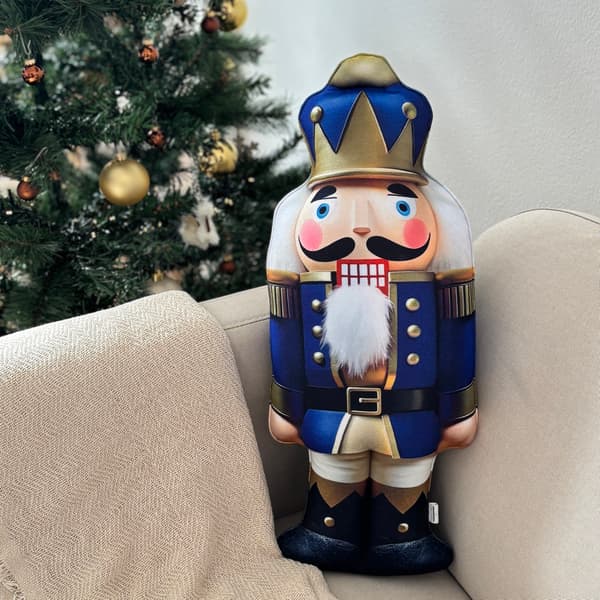 Julprydnadskudde Nötknäpparen blå