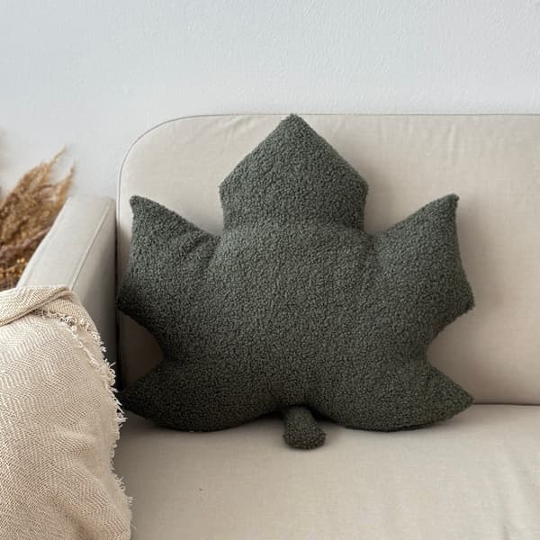 Höstkudde löv Klon grön bouclé
