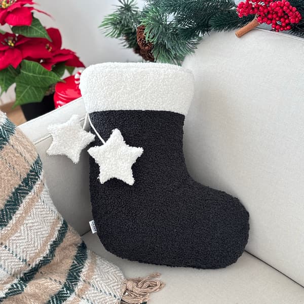 Julglasformad kudde, svart bouclé-kudde