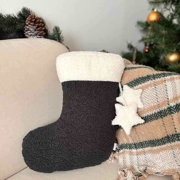 Julglasformad kudde, svart bouclé-kudde