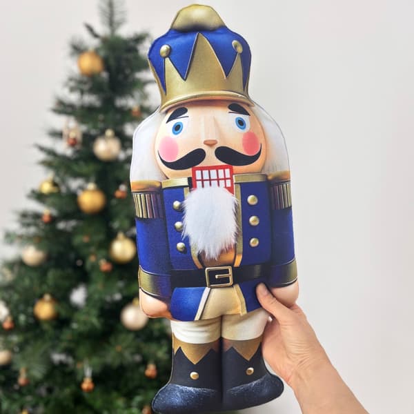 Julprydnadskudde Nötknäpparen blå