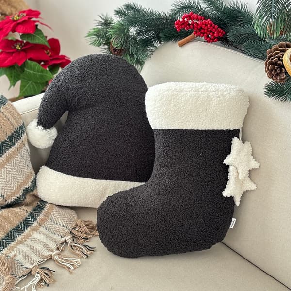 Julglasformad kudde, svart bouclé-kudde