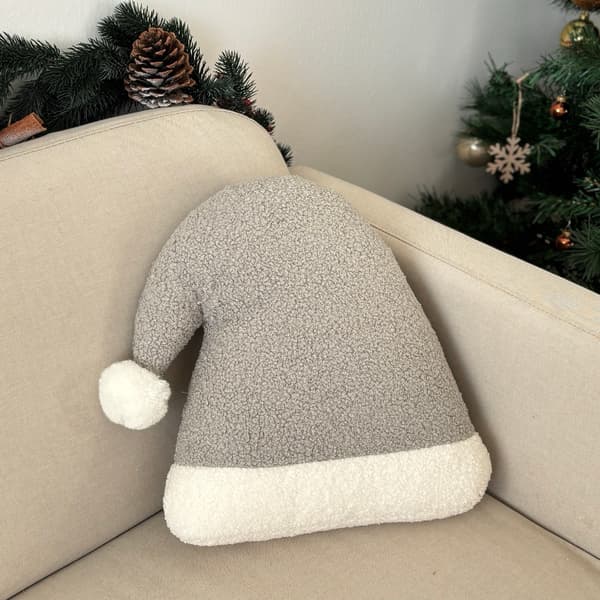 julkudde i form av tomteluva, kudde i form av tomteluva, grå julkudde