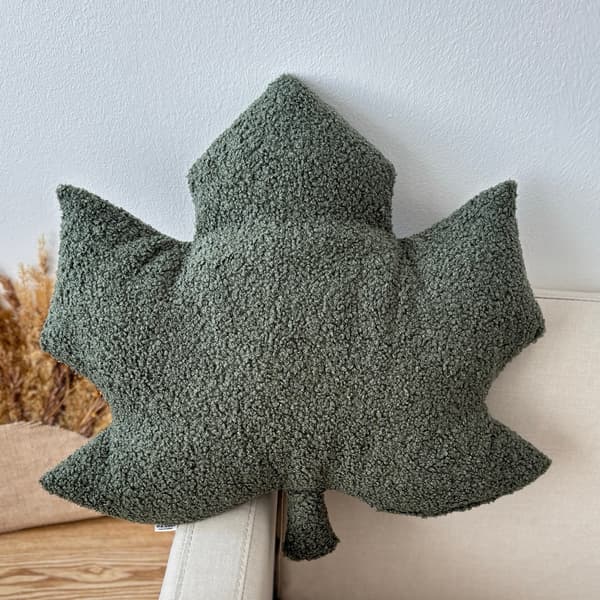 Höstkudde löv Klon grön bouclé