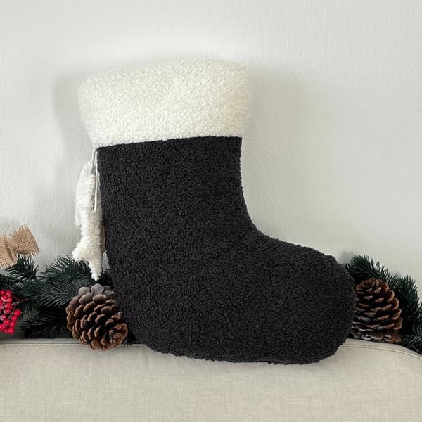 Julglasformad kudde, svart bouclé-kudde