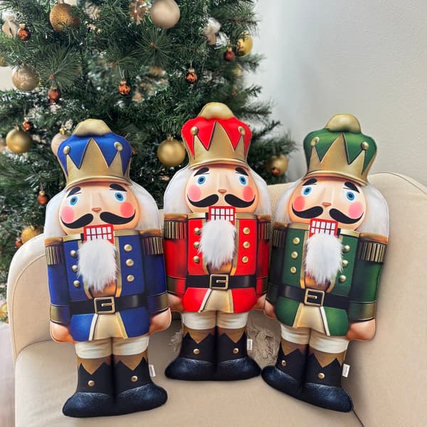 Julprydnadskudde Nötknäpparen blå