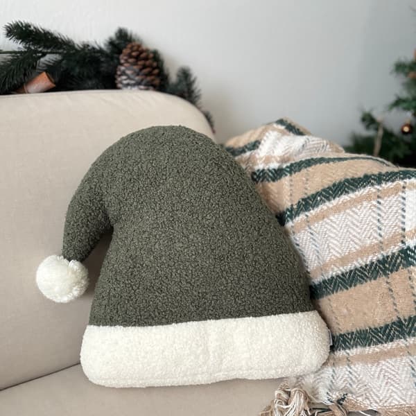 Kudde i form av jultomtenmössa, grön