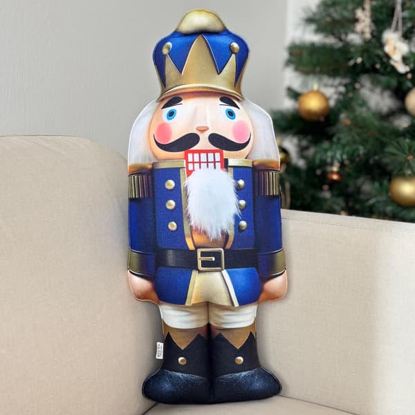 Julprydnadskudde Nötknäpparen blå